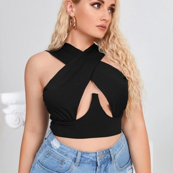 SHEIN Tops - Shein Plus Wrap Front Crop Top